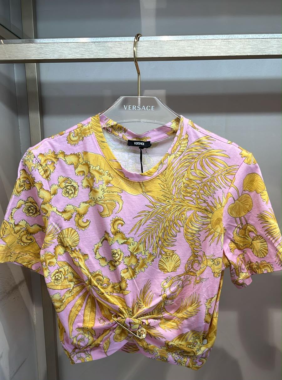 Treasure Print Knot T-Shirt