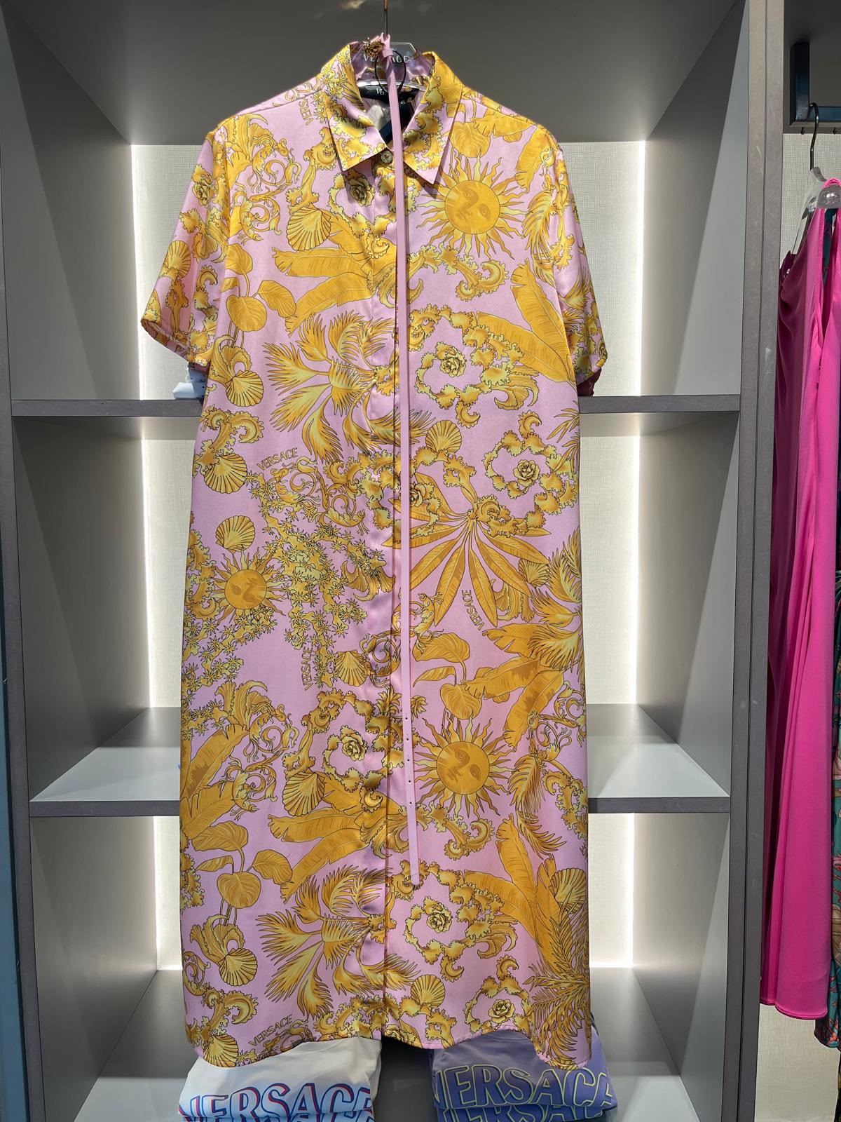 Barocco Sun Print Silk Shirt Dress