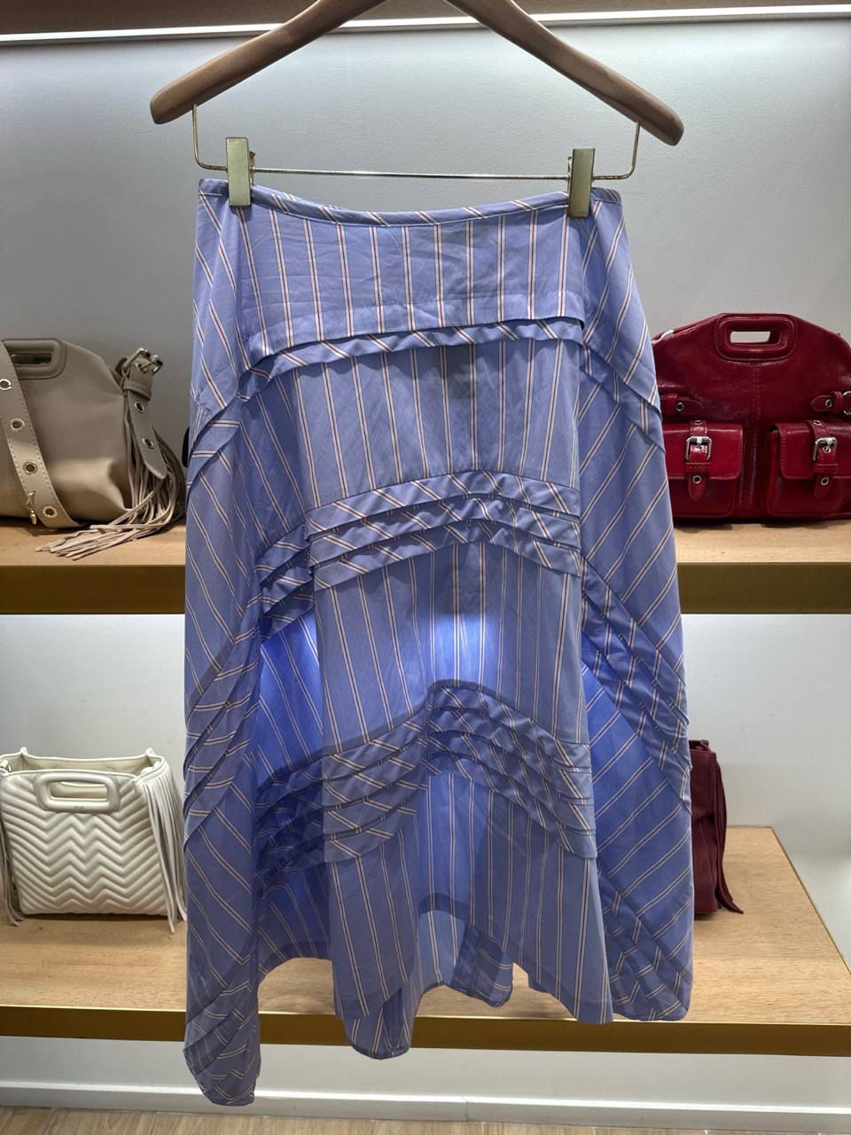Striped Tiered Midi Skirt