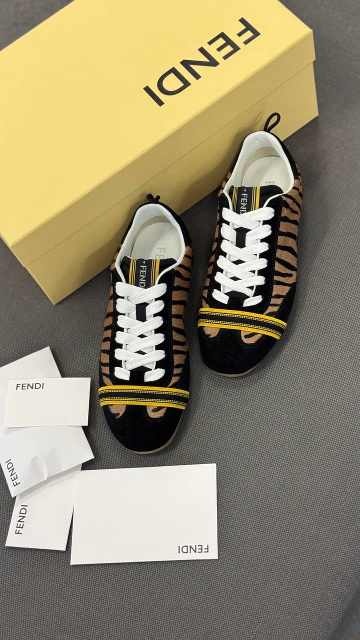 Tiger Print Suede Low-Top Sneakers