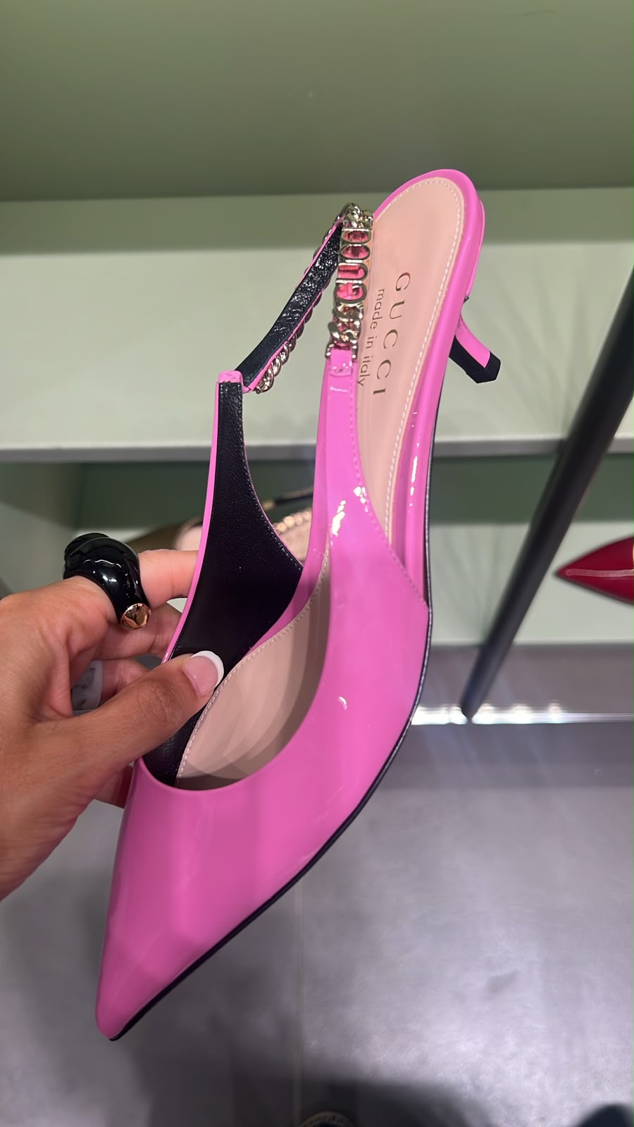 Slingback Pump with Logo Chain