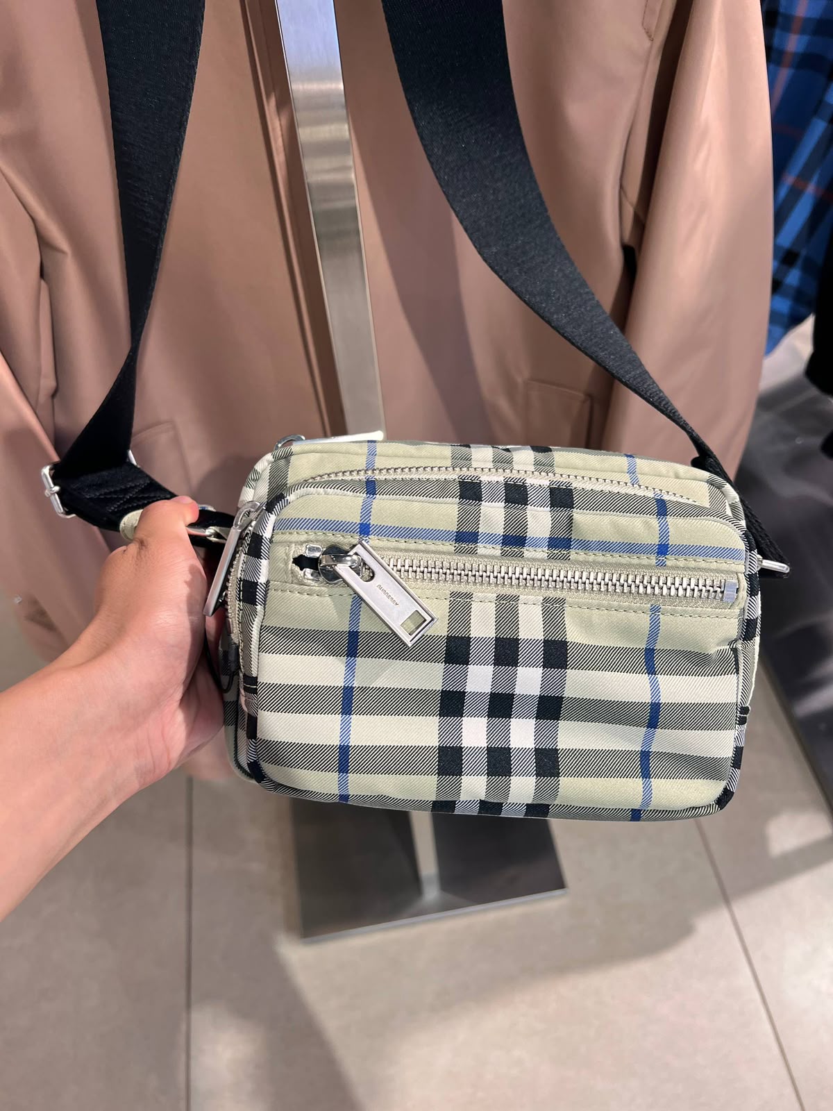 Check Nylon Crossbody Bag