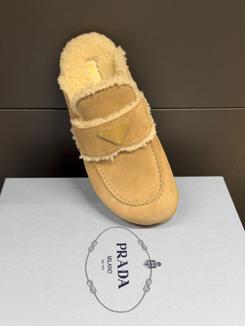 Suede Mules with Shearling Lining