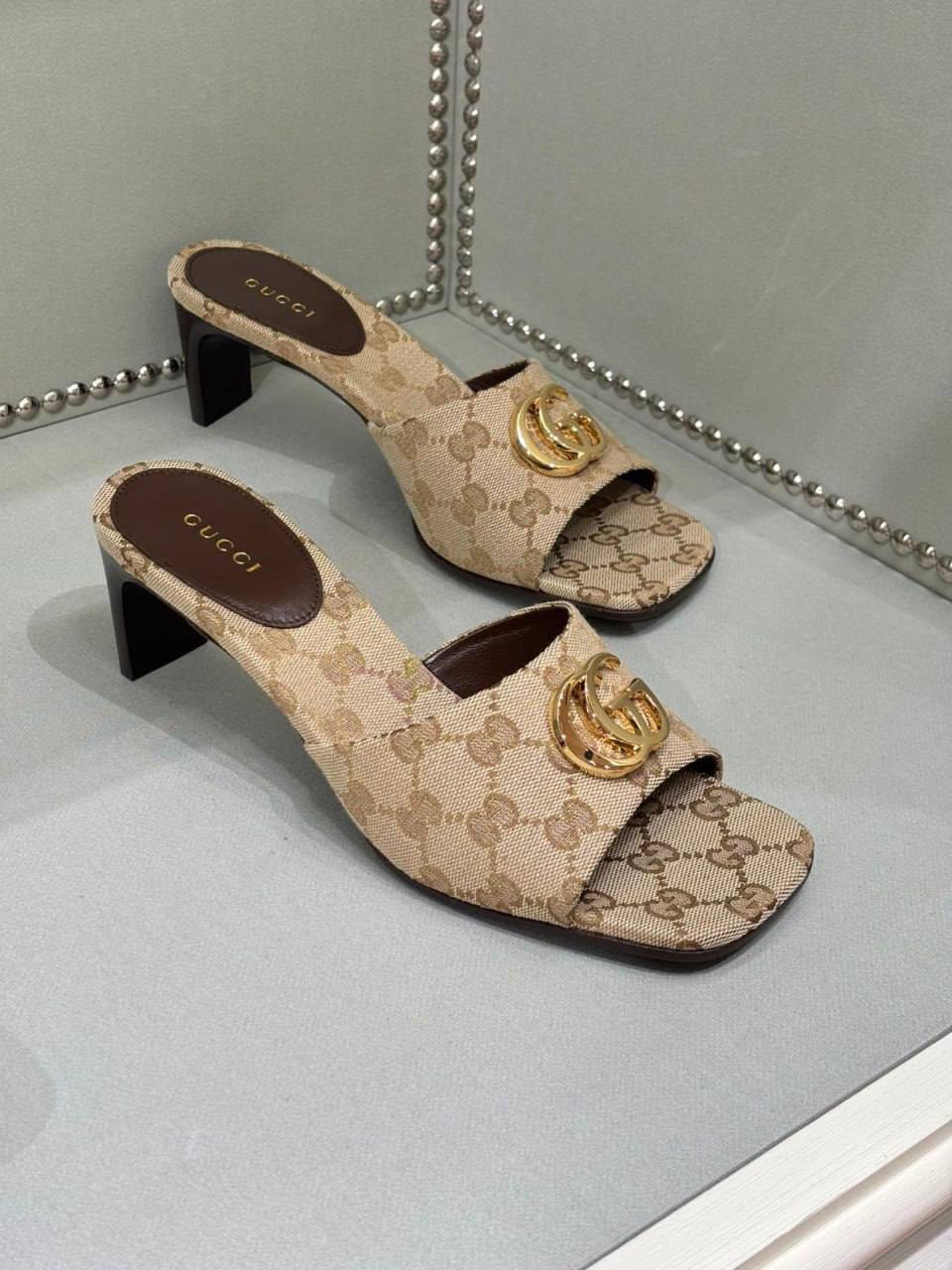 GG Marmont Mid-Heel Slide Sandal