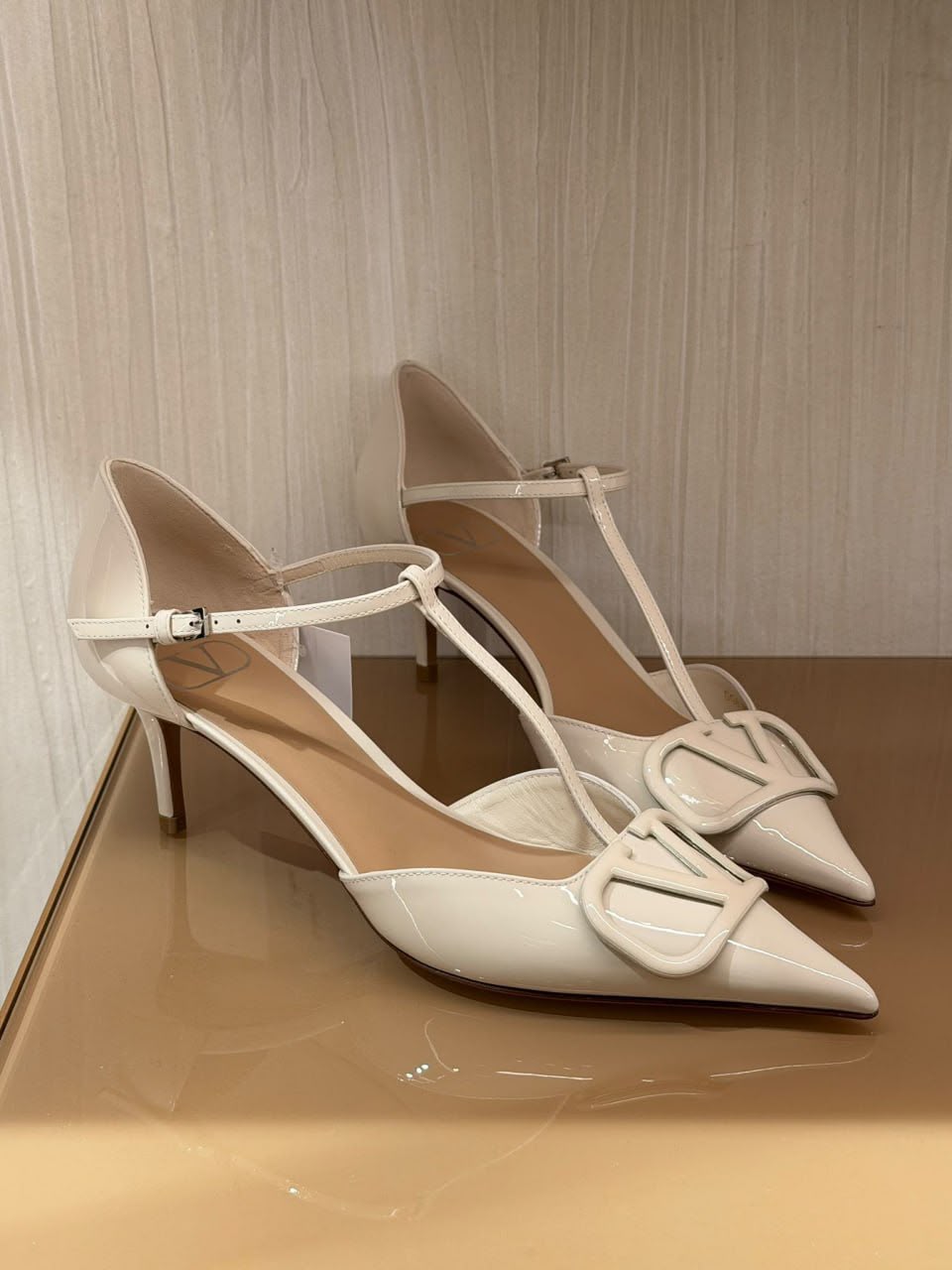 VLogo Signature Patent Leather T-Strap Pump