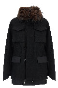 Wool coat with fur insert