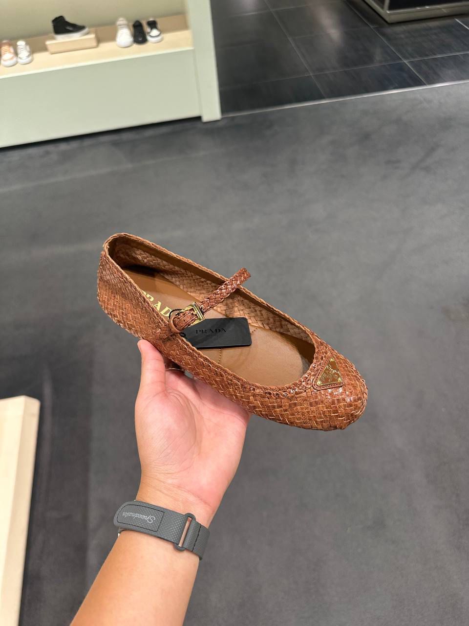 Woven Leather Mary Jane Flats