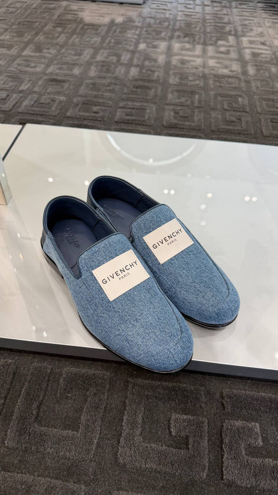 Denim Loafers with Logo Patch