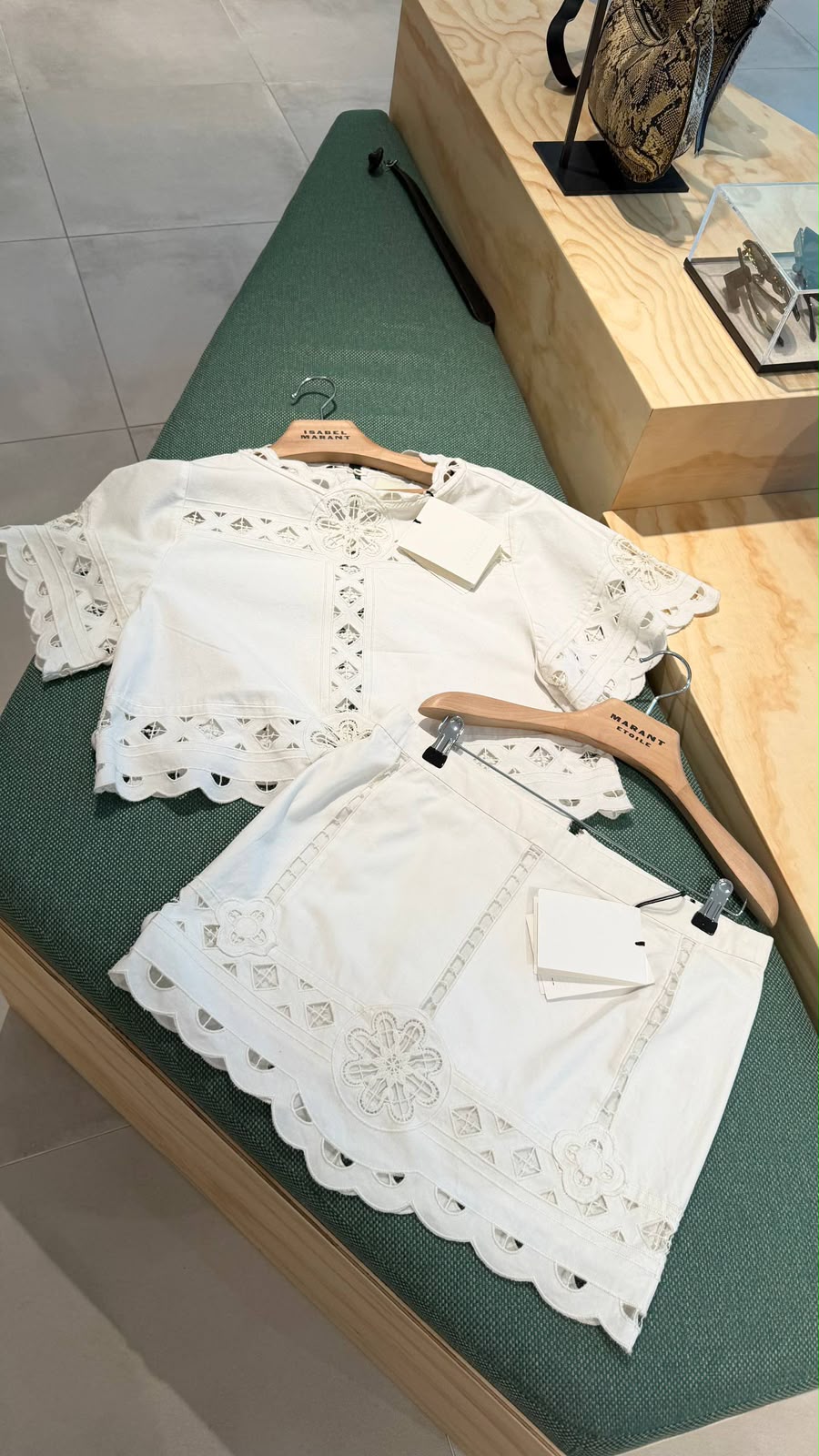 embroidered cotton top and skirt set