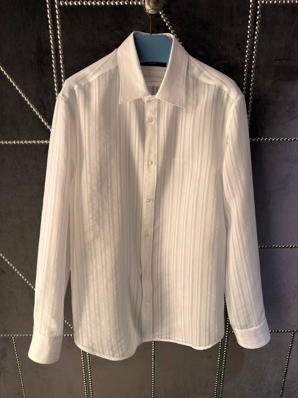 Striped Cotton Shirt with Embroidered Logo