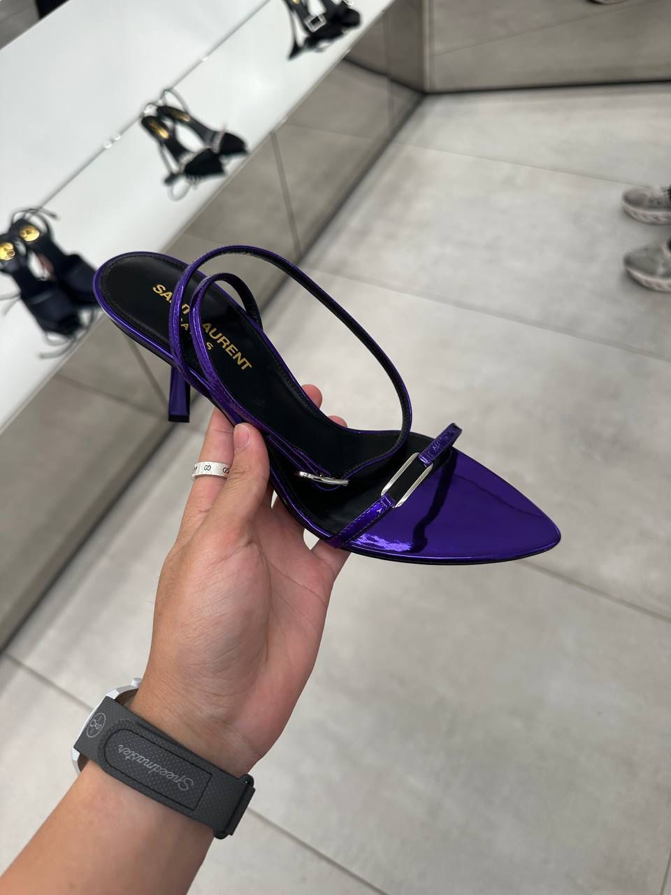 Blade Slingback Pumps in Patent Leather