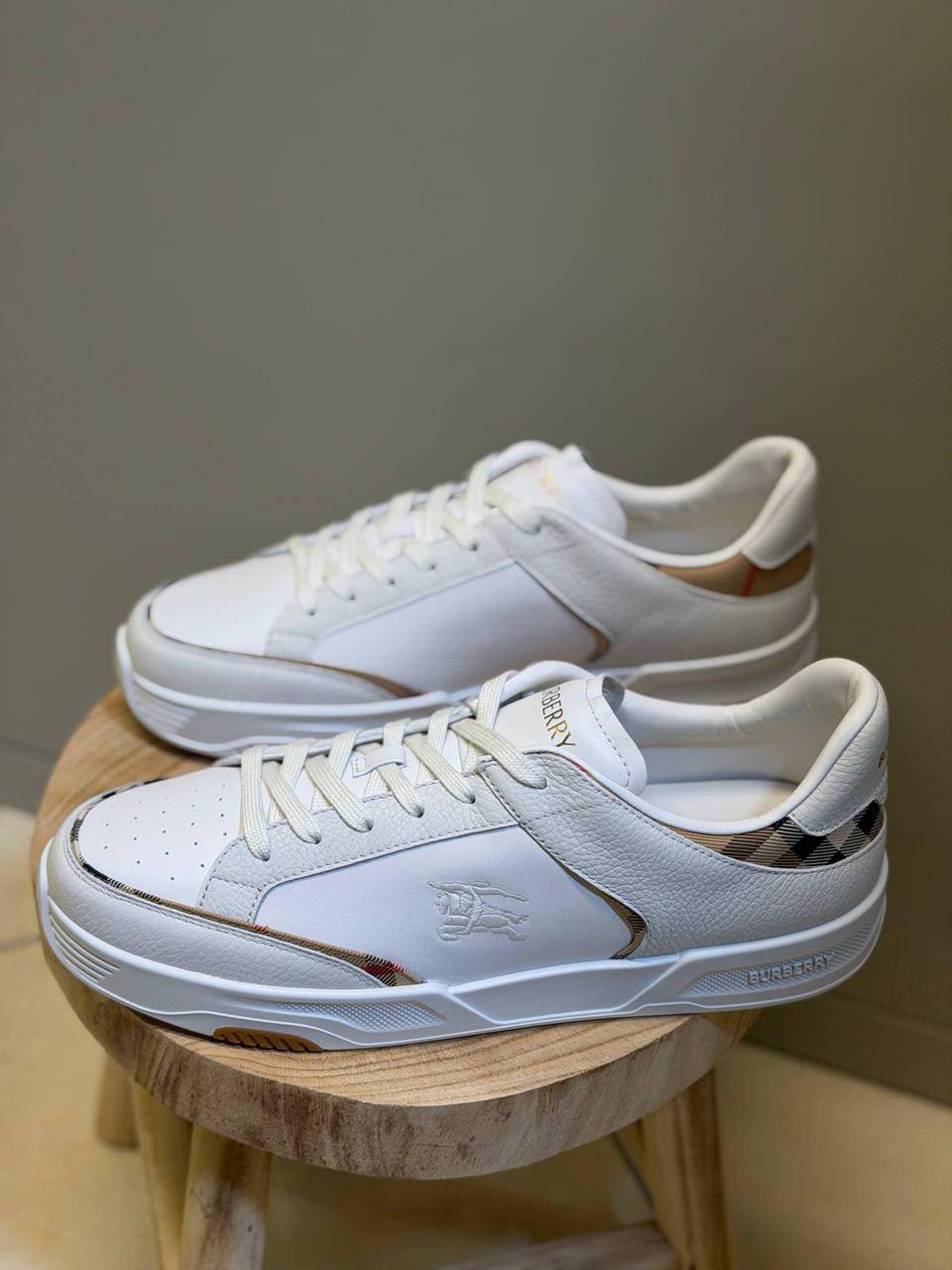 Larkhall Check Detail Leather Sneakers