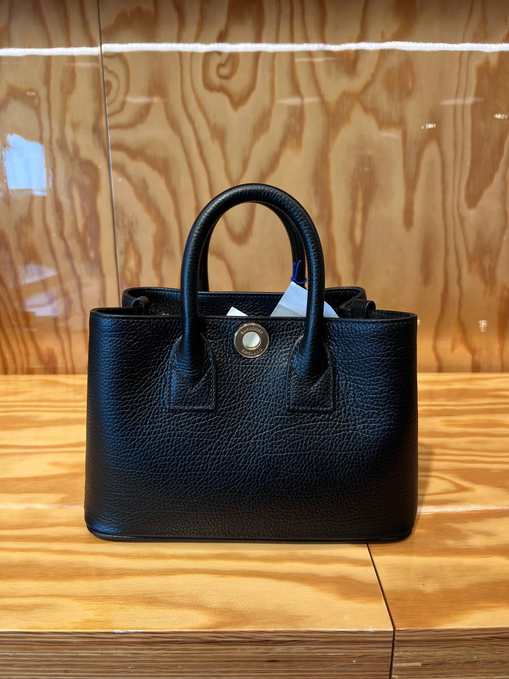 Small Leather and Check Tote Bag