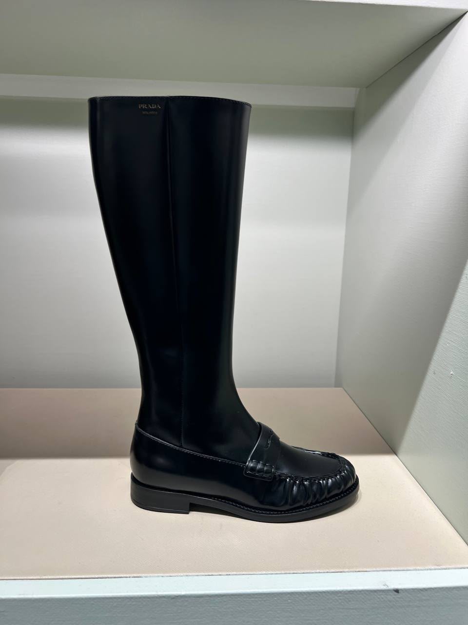 Brushed leather tall boots