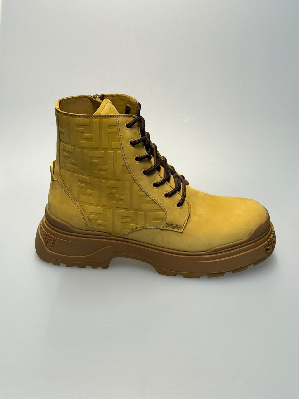FF Logo Embossed Suede Combat Boots