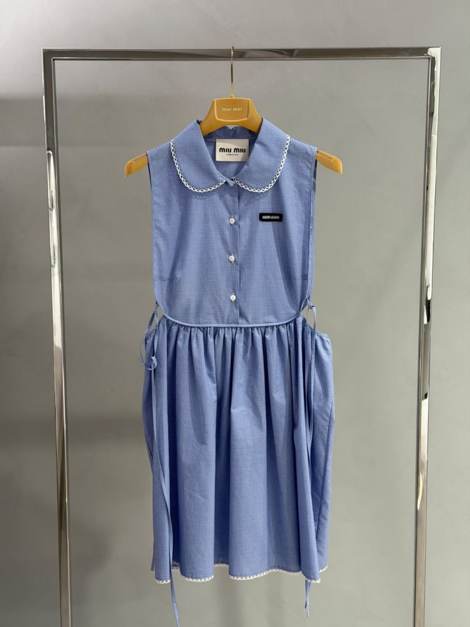 Gingham check poplin dress