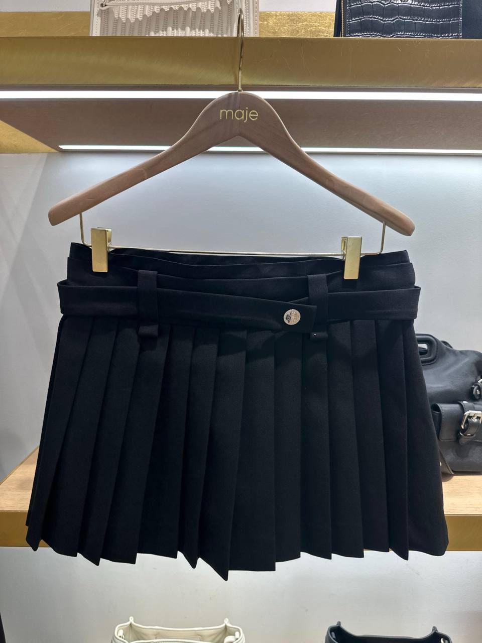 Pleated Mini Skirt with Belt