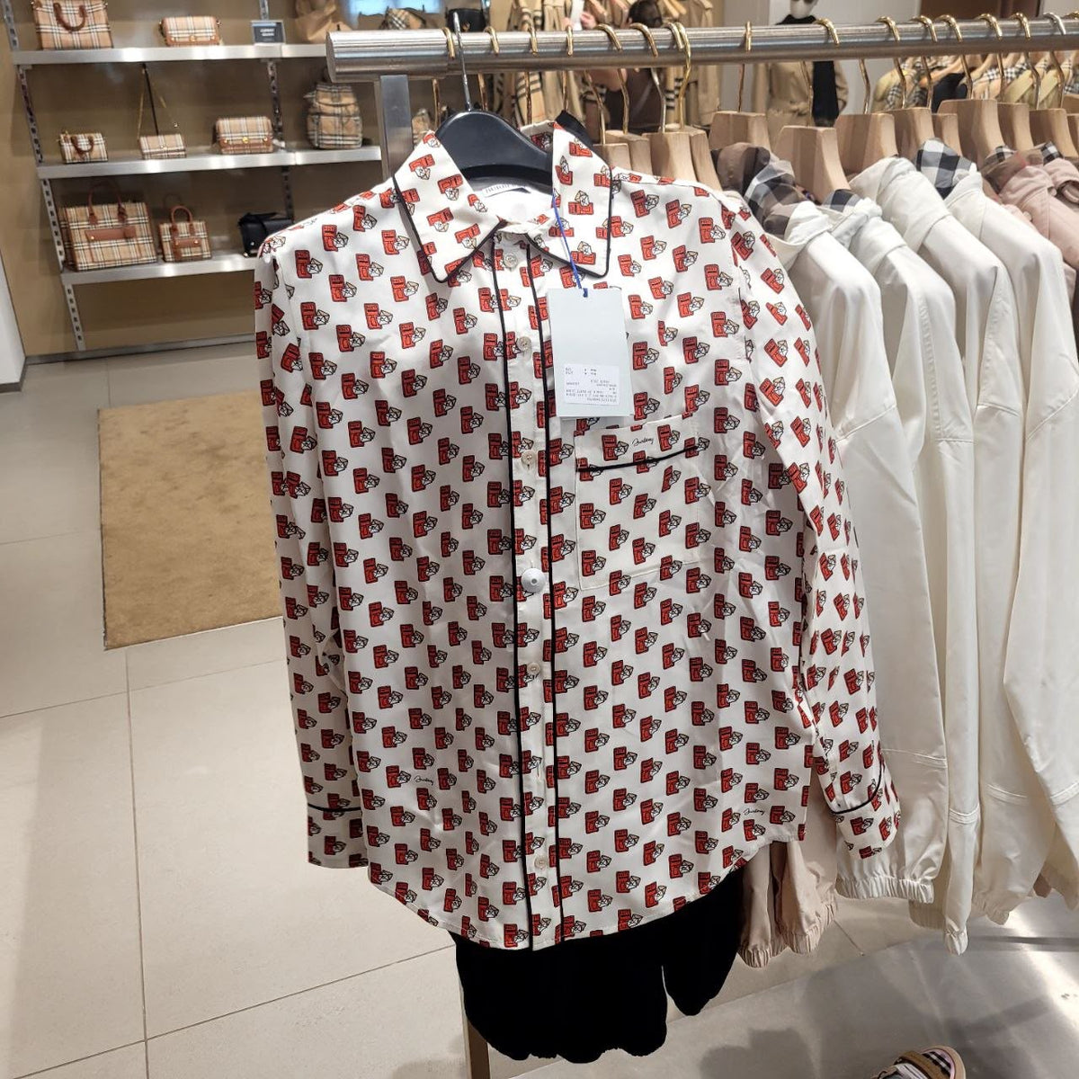 Letter Print Silk Pajama Shirt