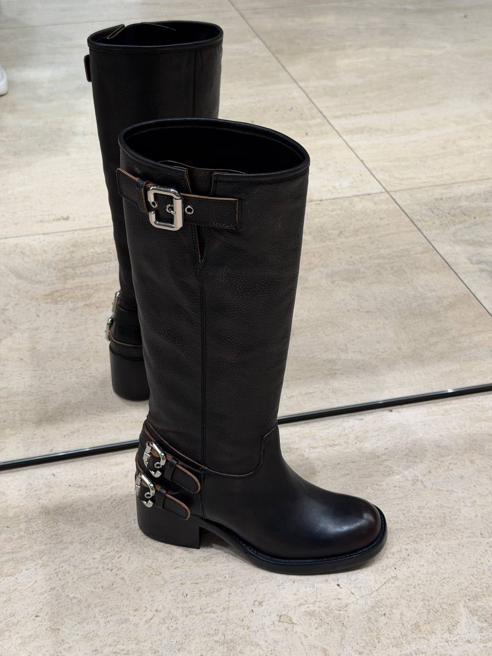 Buckle Detail Knee-High Boots