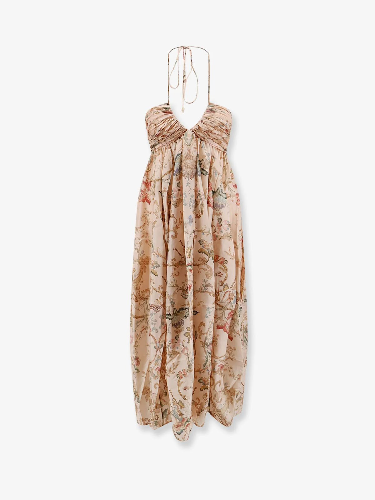 Toile-print halter maxi dress