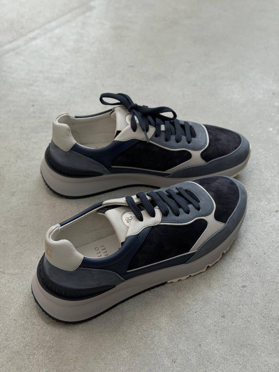 Suede and Leather Runner Sneakers