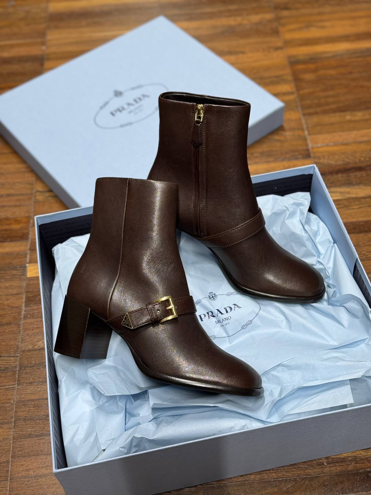 Brushed Leather Ankle Boots