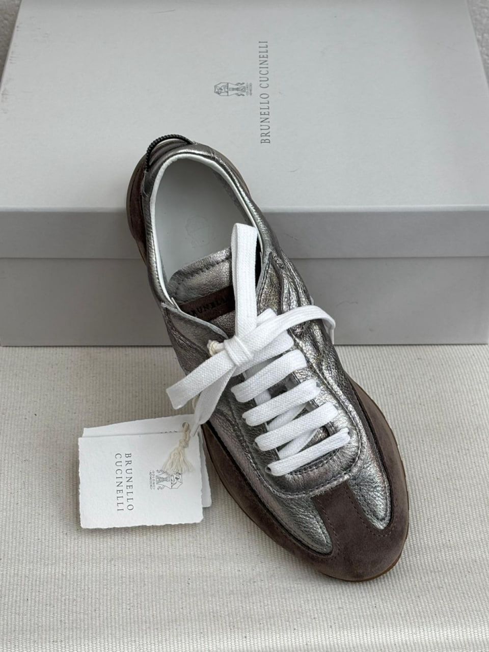 Metallic Leather and Suede Sneakers
