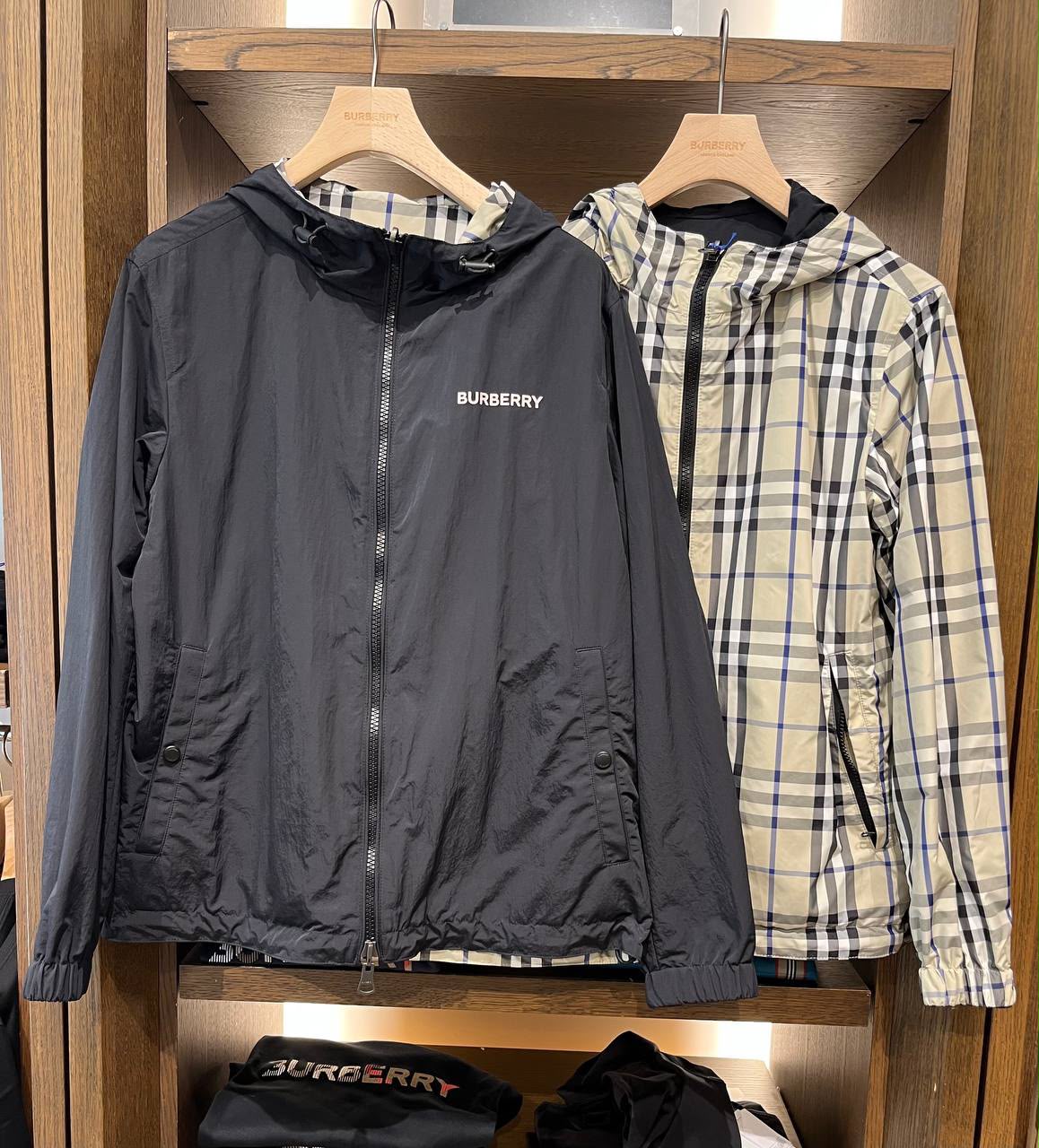 Reversible Check Nylon Hooded Jacket