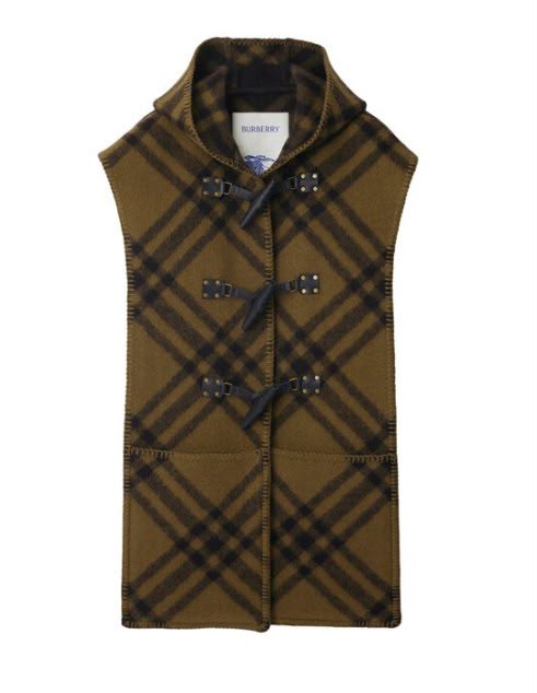 Check Wool Hooded Duffle Cape