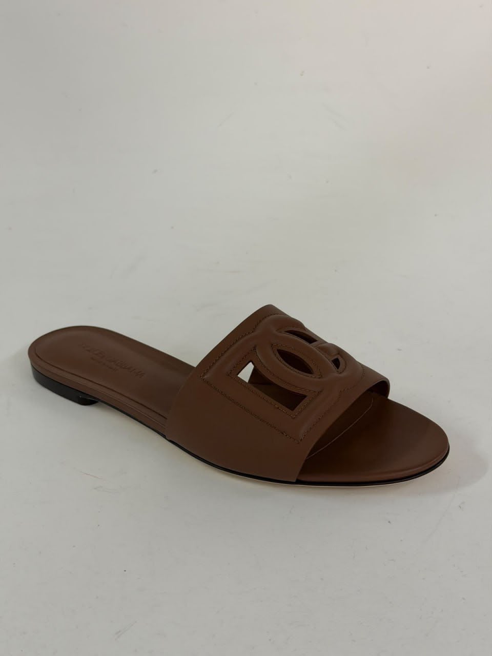 DG Logo Flat Slides in Calfskin