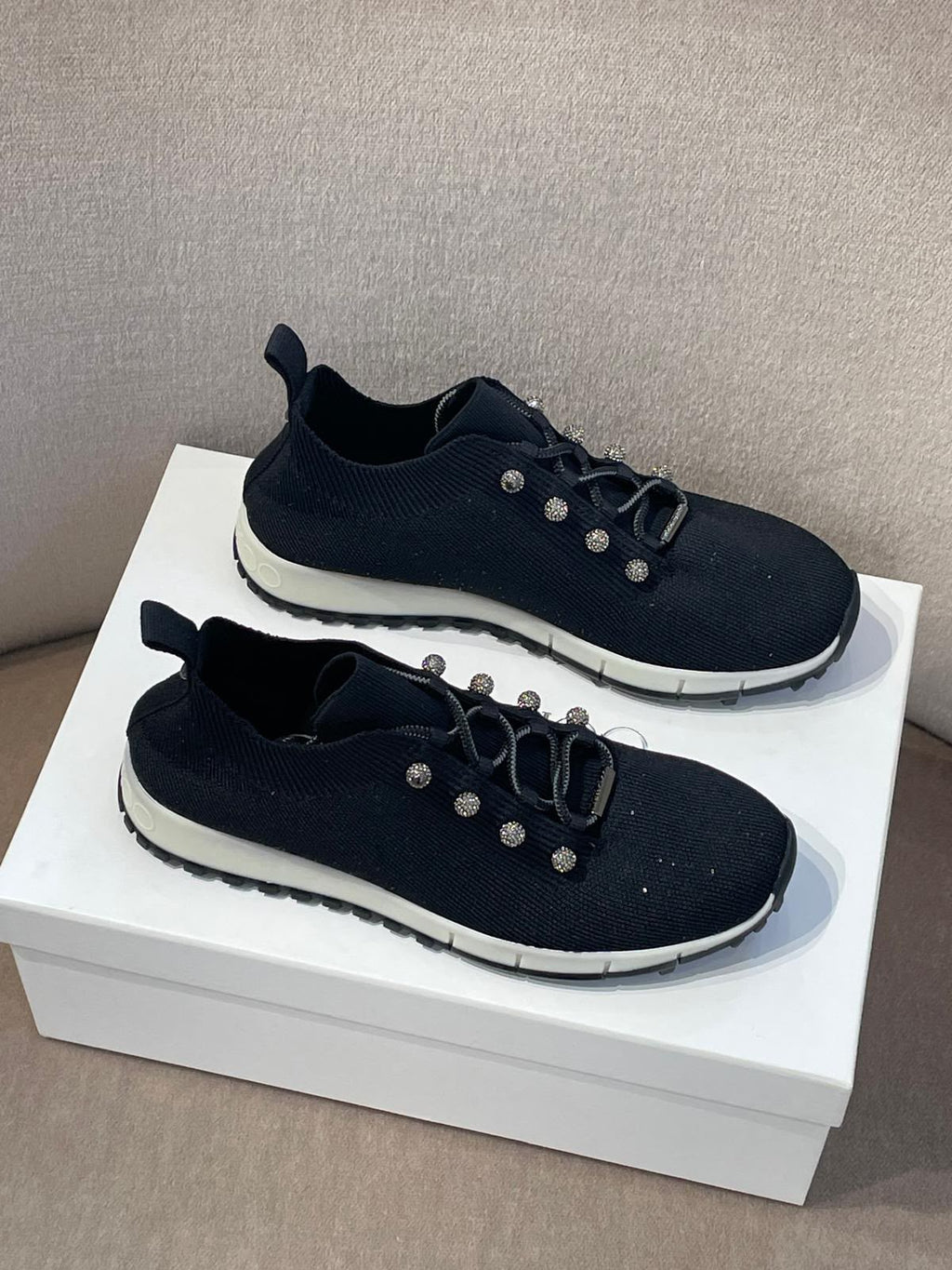 Norway Crystal-Embellished Knit Sneakers