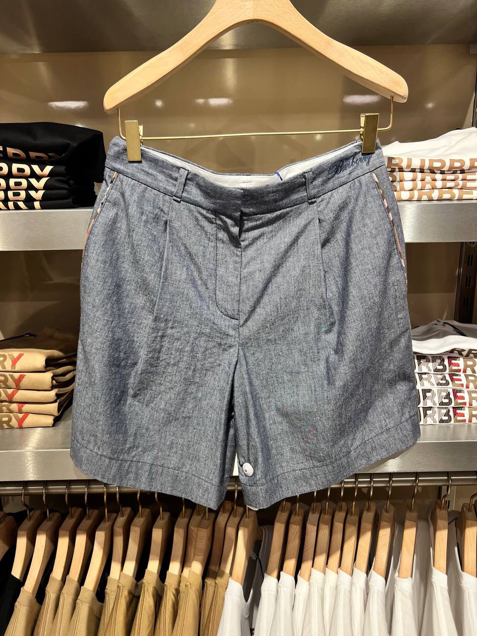 Check Detail Linen Blend Tailored Shorts