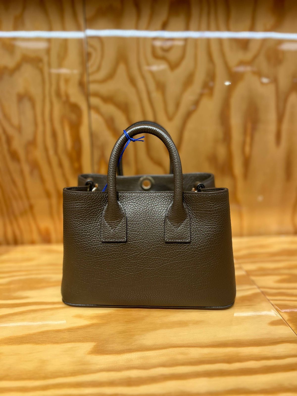 Small Leather and Check Cotton Bucket Bag