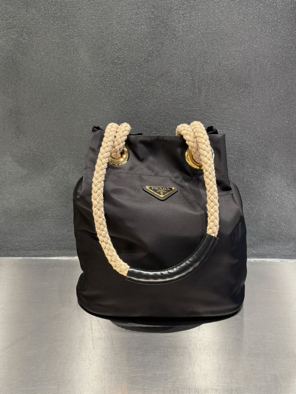 Nylon Bucket Bag with Rope Handles