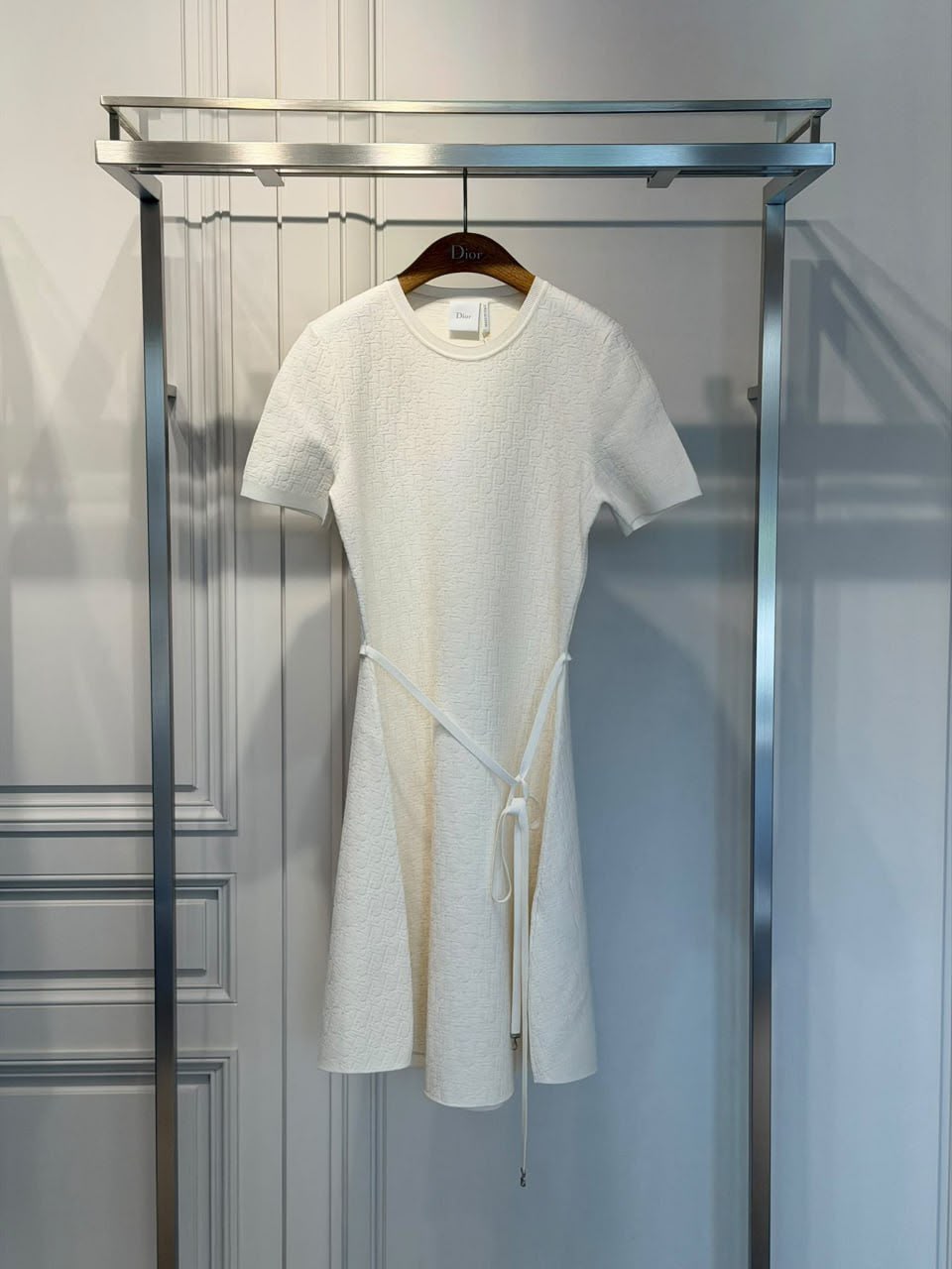 Oblique Short-Sleeved Mid-Length Dress