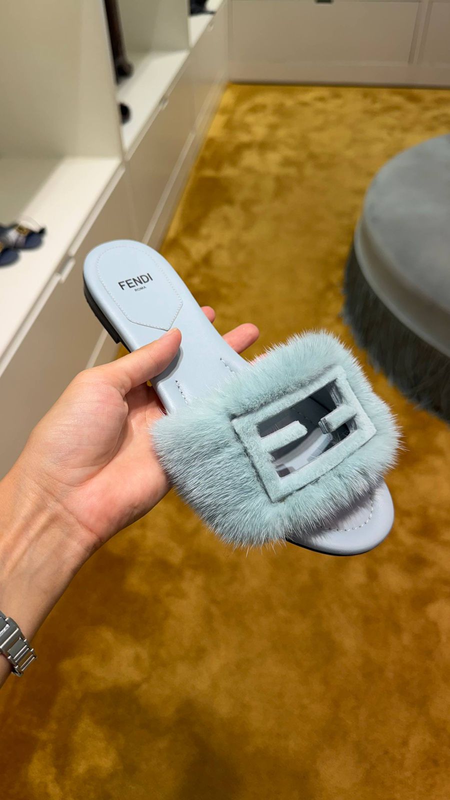 O'Lock Mink Fur Slides