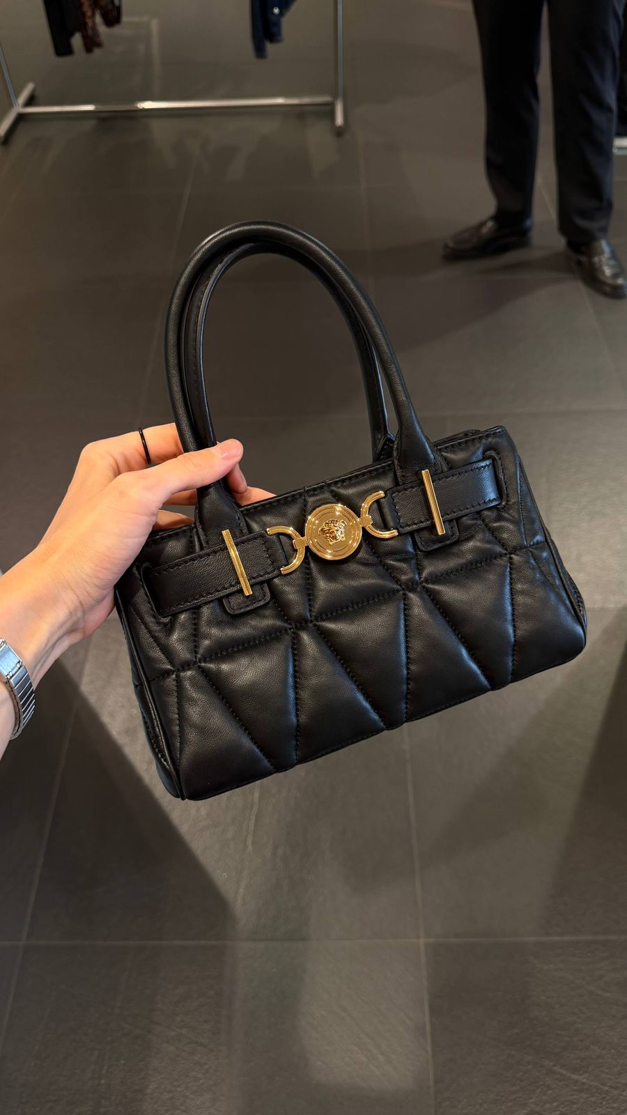 Versace Greca Goddess Quilted Top Handle Bag