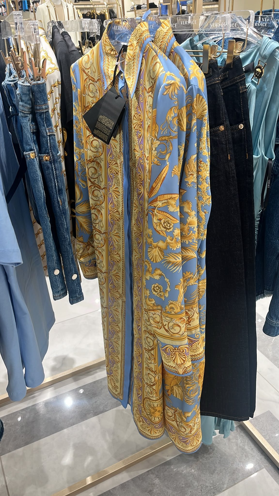 Barocco Print Silk Shirt Dress
