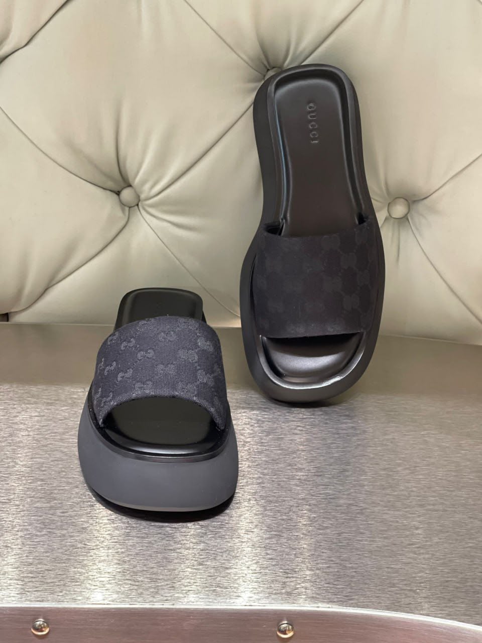 Platform Slide Sandal in GG Canvas
