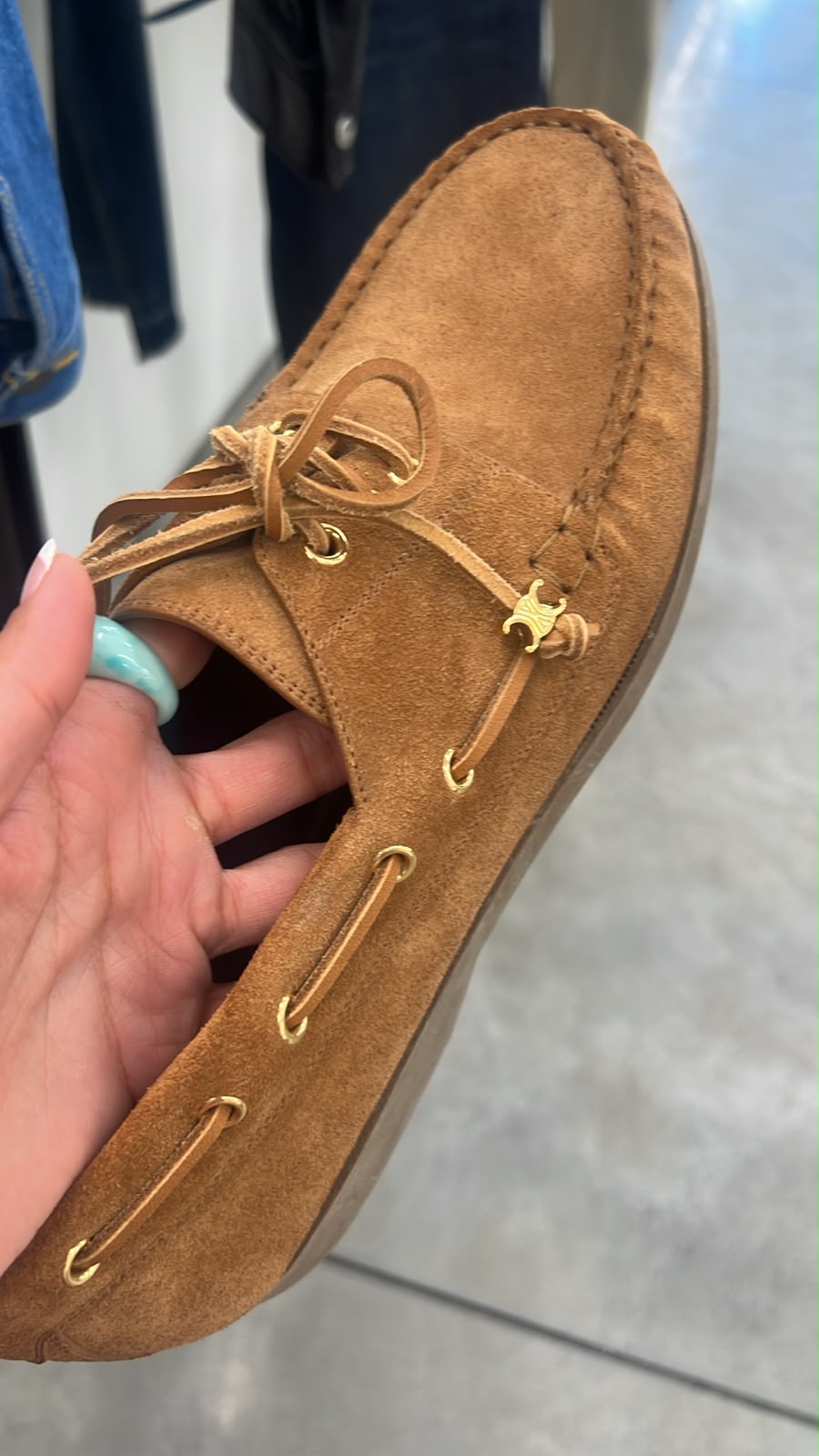 Triomphe Boat Shoes in Suede Calfskin