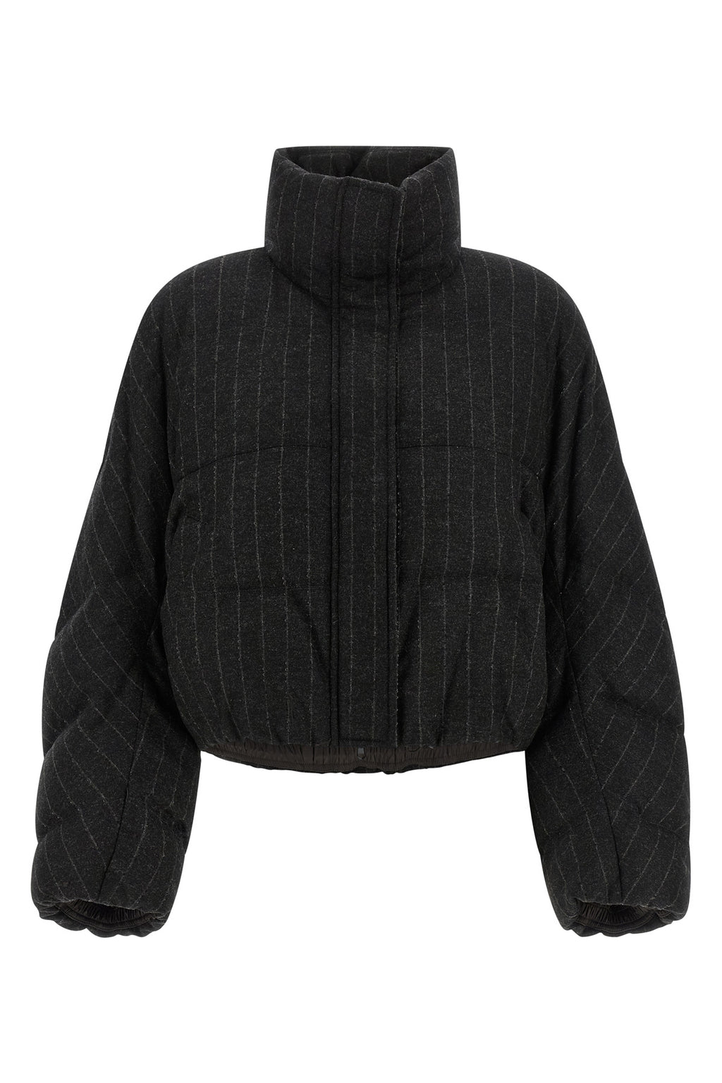 Micro sequin pinstriped crop down jacket