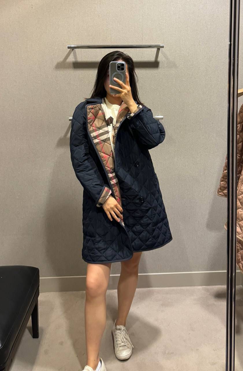 Diamond Quilted Coat with Vintage Check Lining