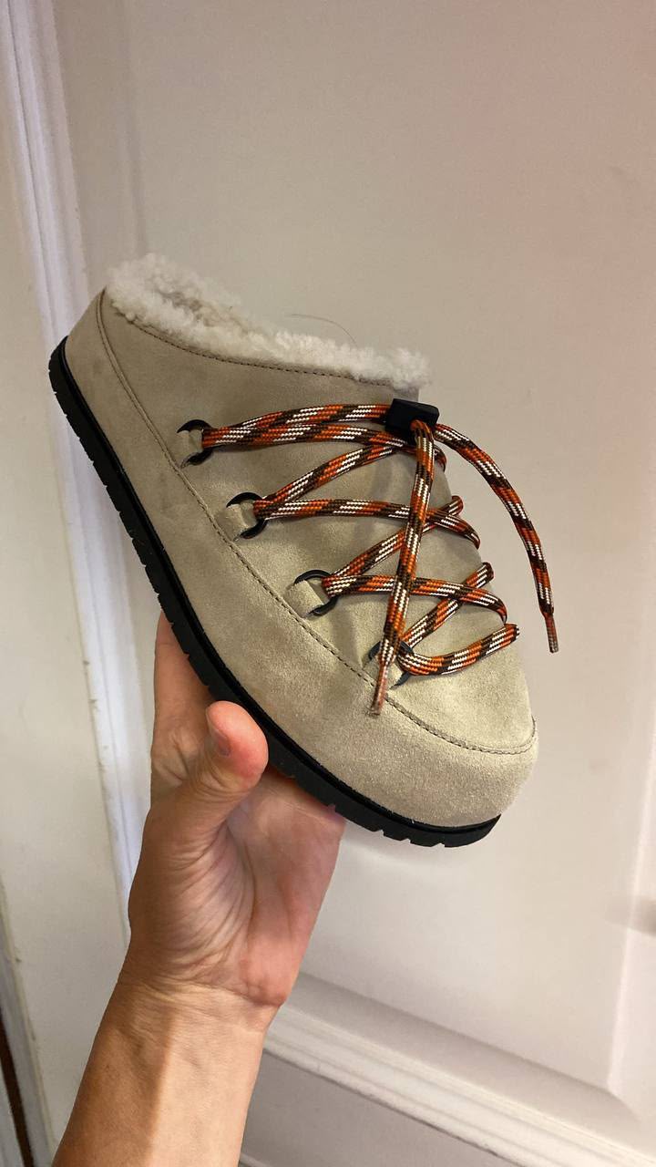 Suede Mules with Shearling Lining