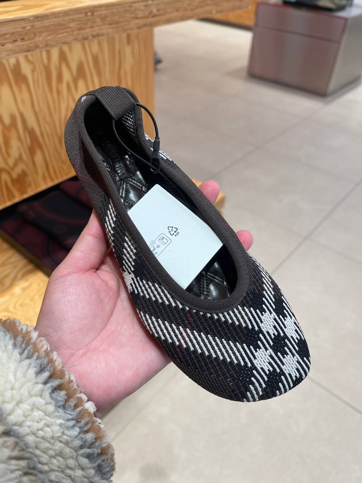 Check Knit Ballet Flats