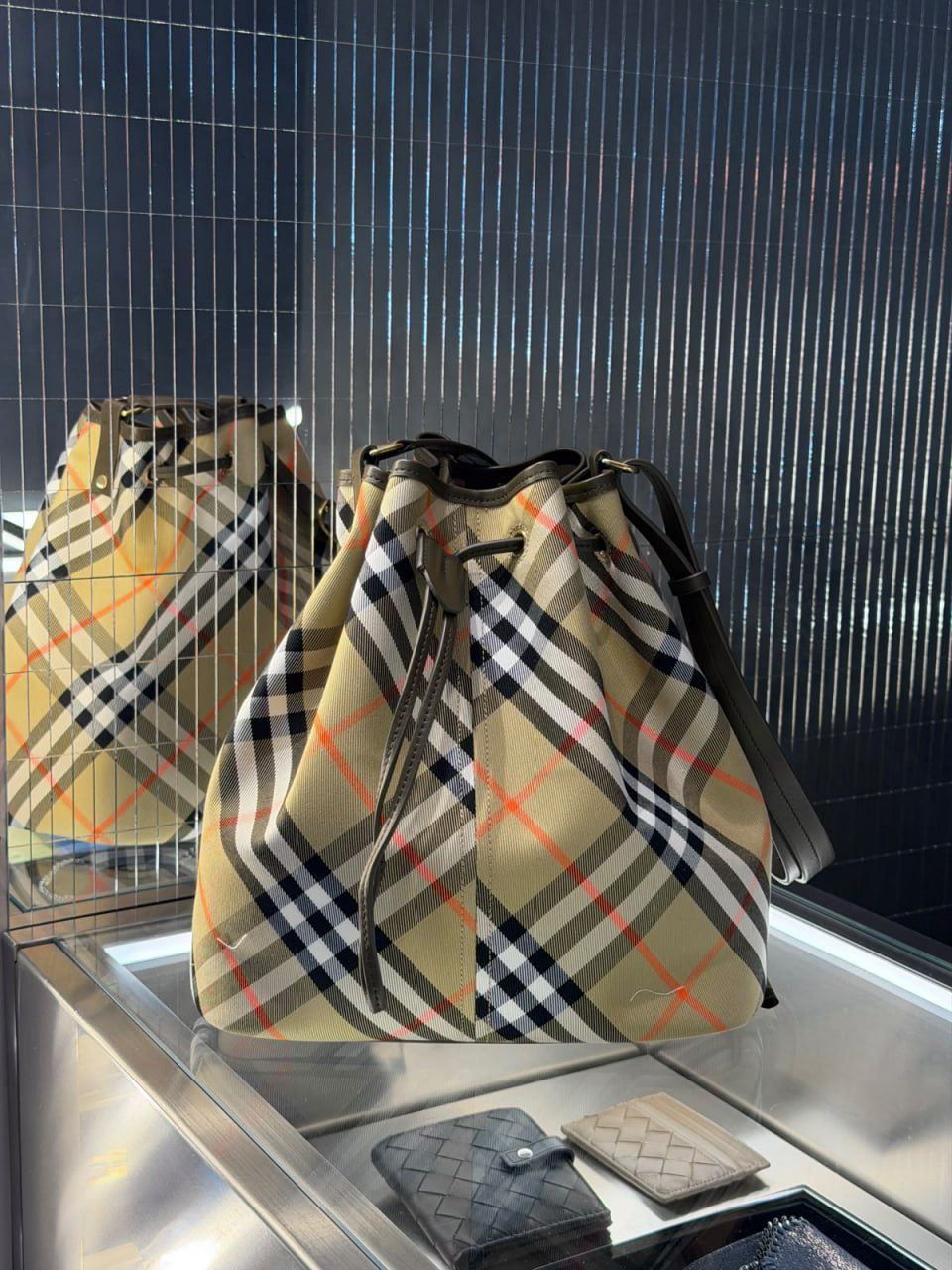 Check Canvas Bucket Bag