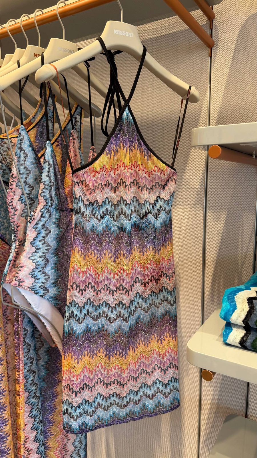Zigzag Knit Halter Mini Dress