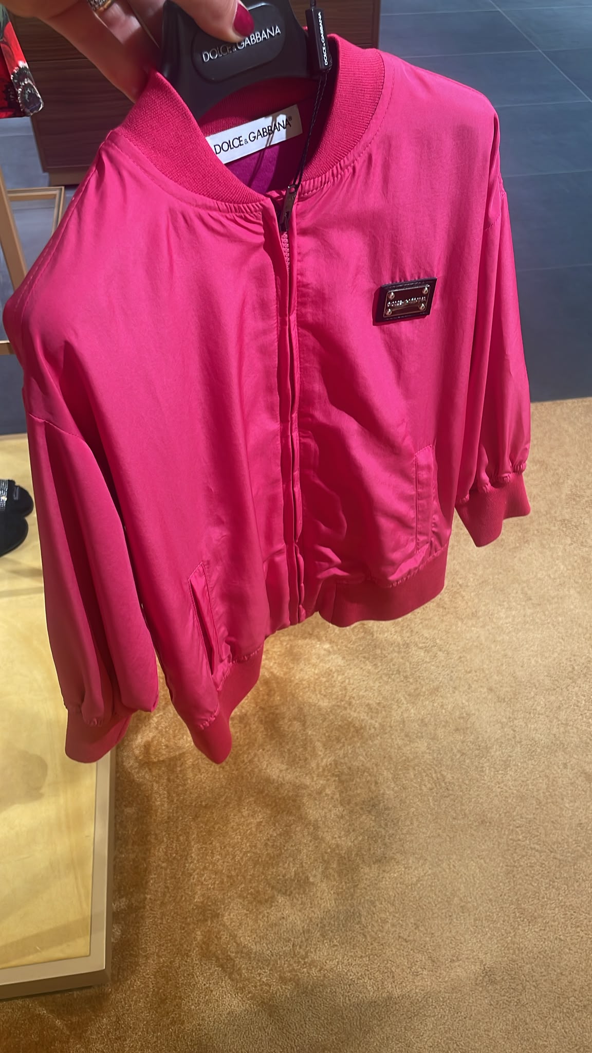 Nylon Bomber Jacket with Logo Plate