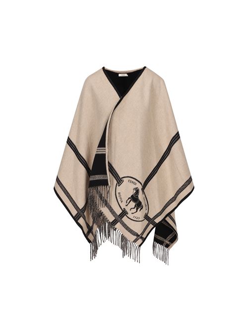 Poncho dal volume ampio ed avvolgente con motivo Selleria