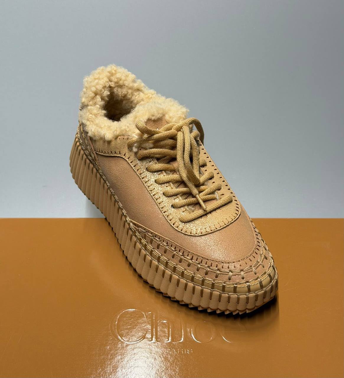Lauren shearling-lined leather sneakers