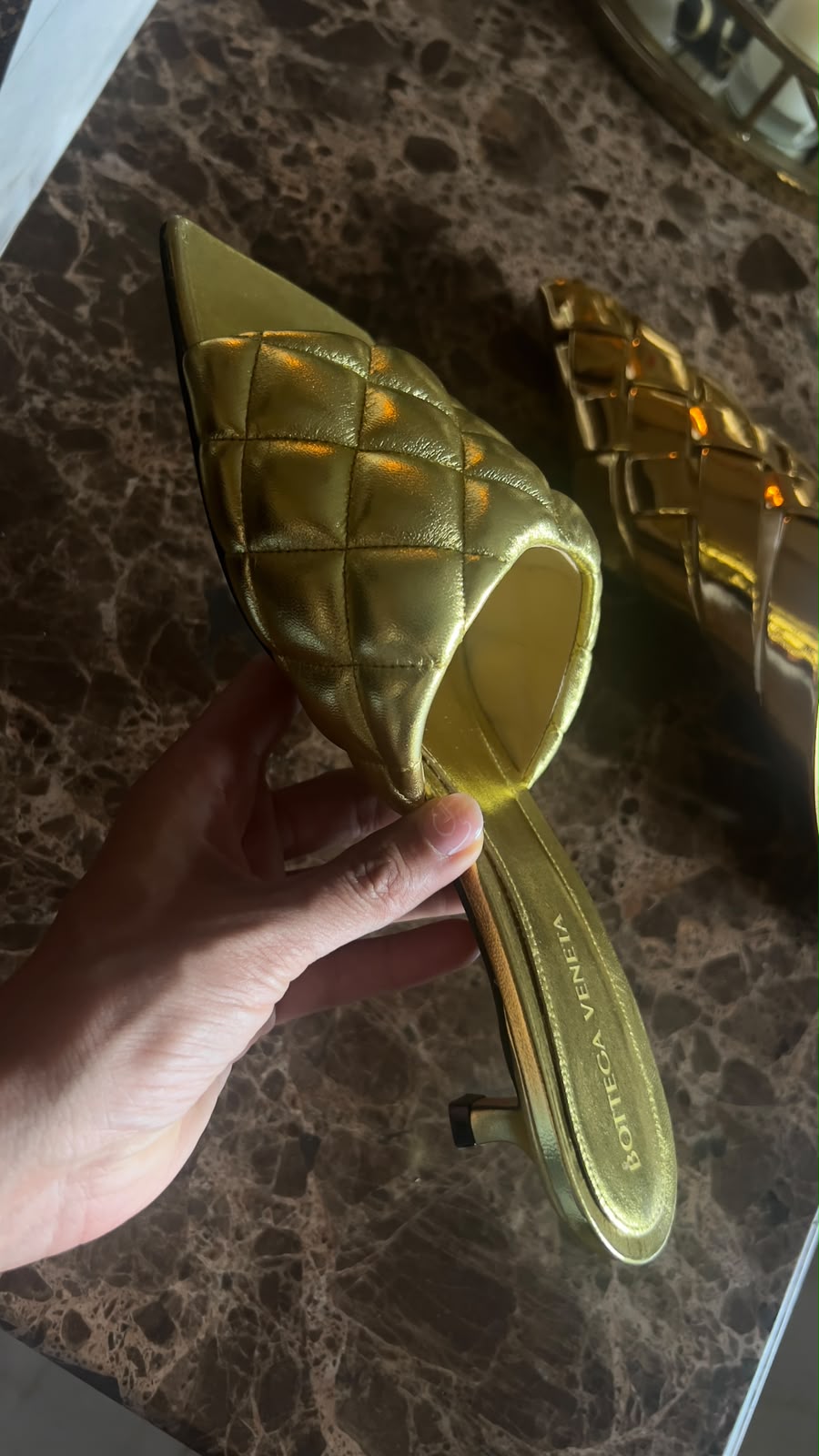 Lido Quilted Metallic Leather Mules